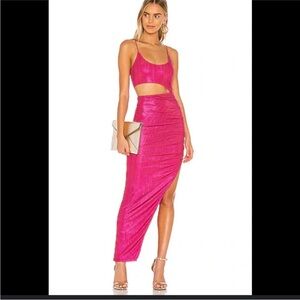 Superdown metallic pink cutout maxi dress